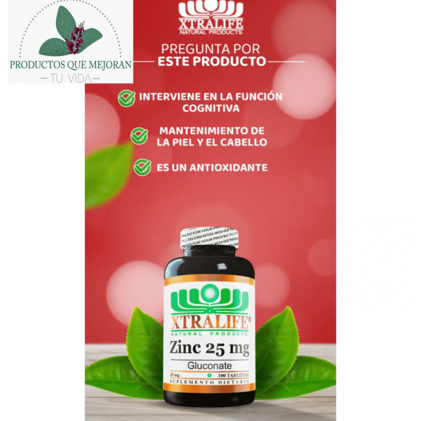 Gluconato de zinc Xtralife 25 mg