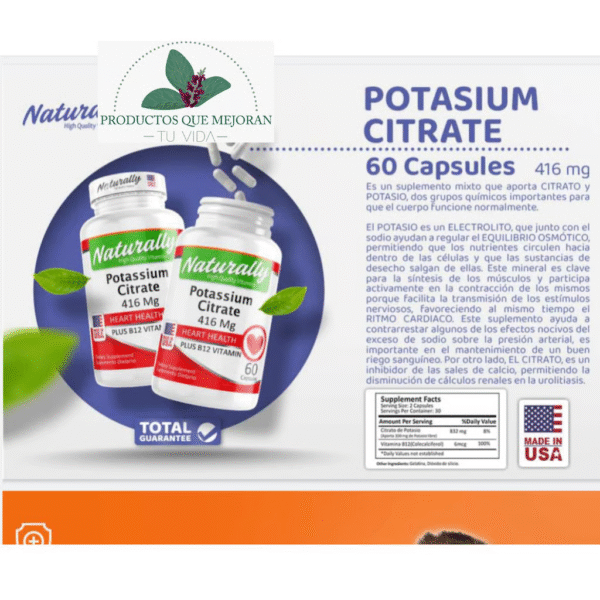 Citrato de potasio 416 mg - 60 cápsulas