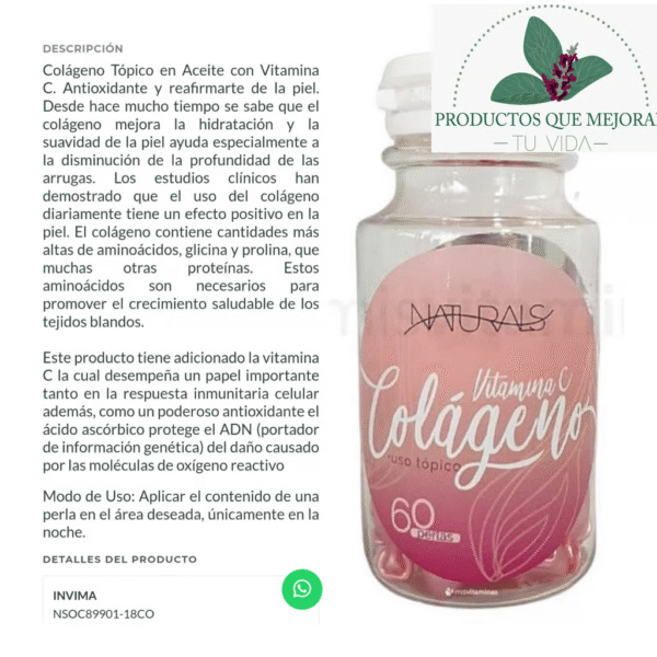 Aceite de colágeno tópico con vitamina C